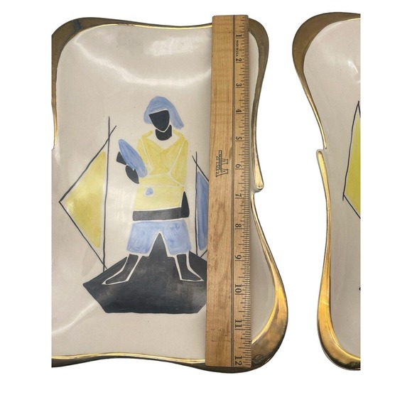 Vintage Norwegian Fisherman Porcelain Hand Painted Platters Norway Signed Set 2 - Picture 2 of 16